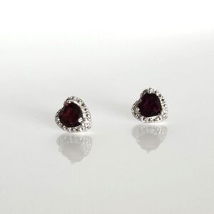 Garnet Heart 7mm Post Earrings